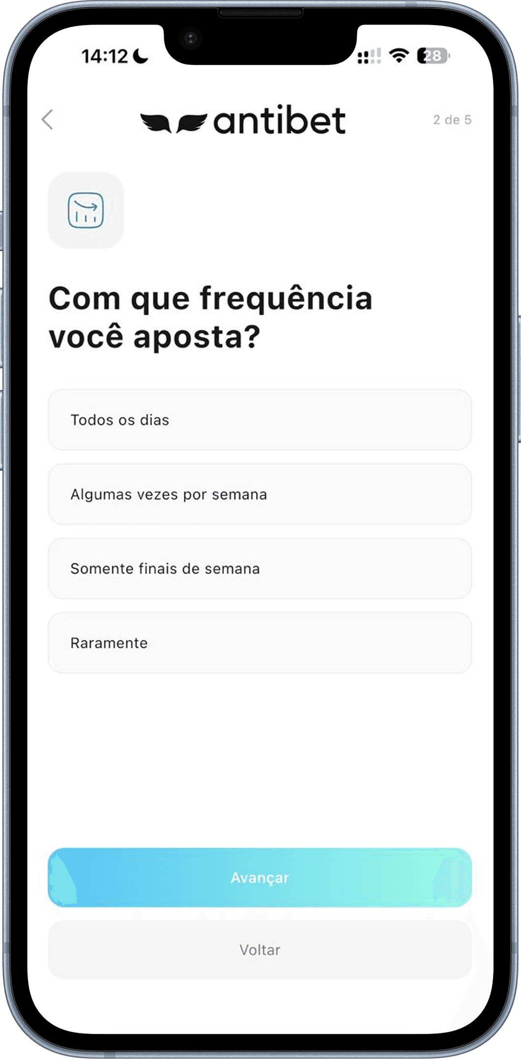 Início do diagnóstico: com que frequência você aposta?